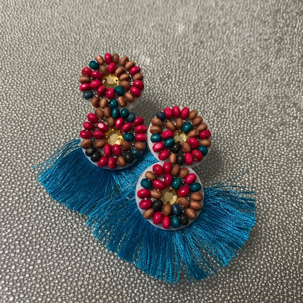 Trendy tassel earrings - NWT -Blue Orange and Pink